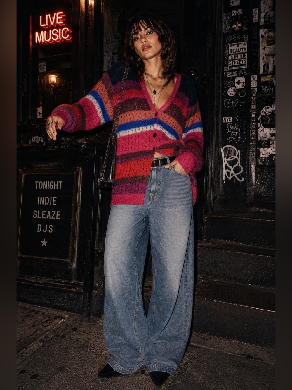 RAG & BONE Oversized Cardigan Sweater M Mohair Silk Stripe Streetwear Bohemian - Picture 10 of 14